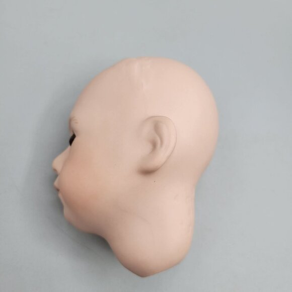 Porcelain Doll Head Brown Glass Eyes Painted Features - Picture 3 of 7